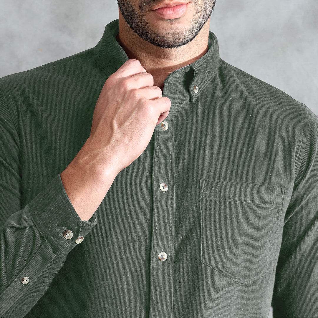Cruise Corduroy Shirt In Leaf Green - Image 3