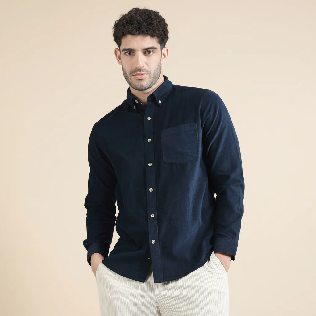 Cruise Corduroy Shirt In Navy Saphire - Image 11