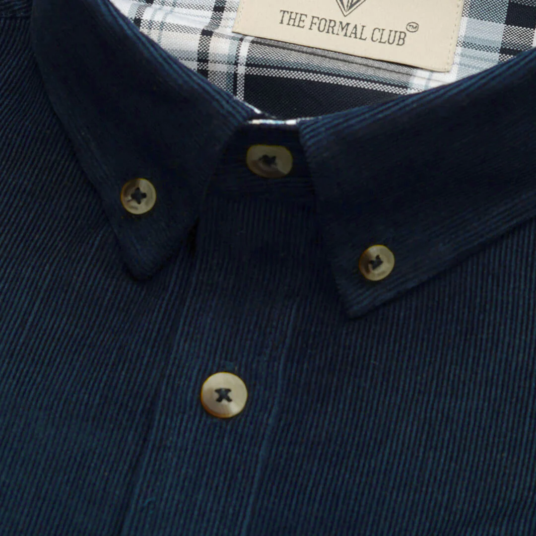 Cruise Corduroy Shirt In Navy Saphire - Image 4