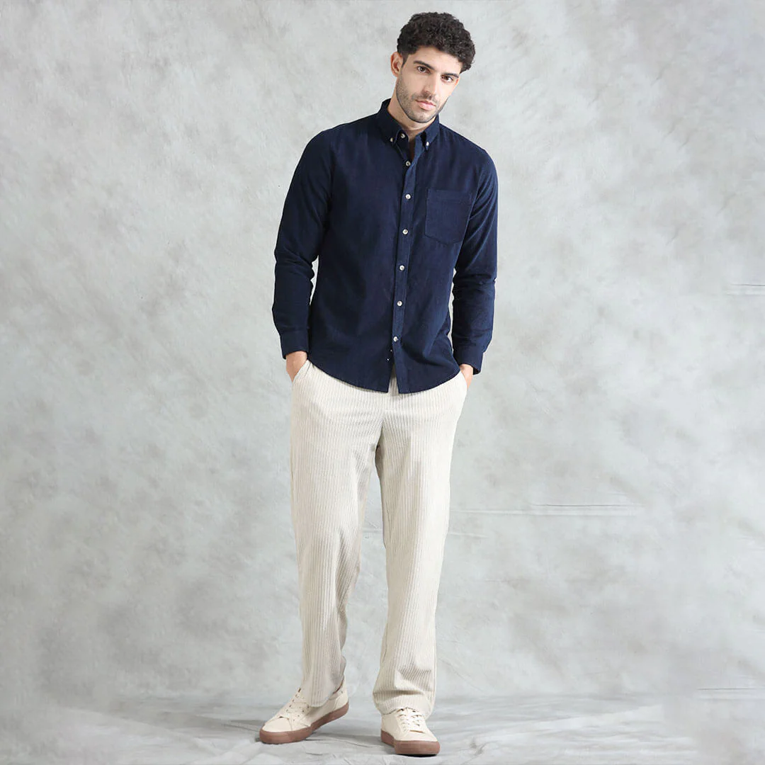 Cruise Corduroy Shirt In Navy Saphire - Image 8
