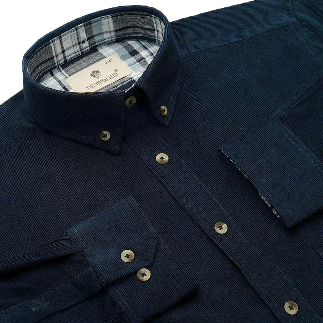 Cruise Corduroy Shirt In Navy Saphire - Image 9