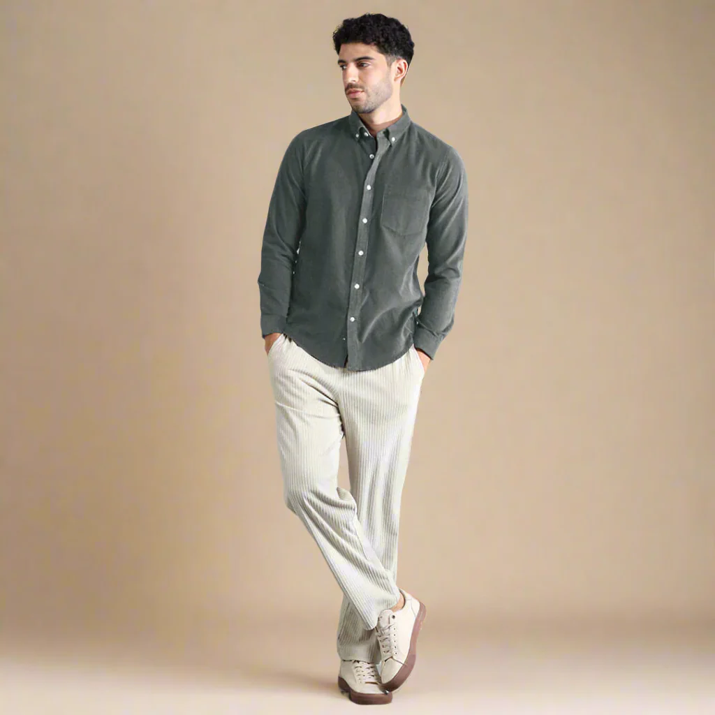 Cruise Corduroy Shirt In Steel Grey - Image 10
