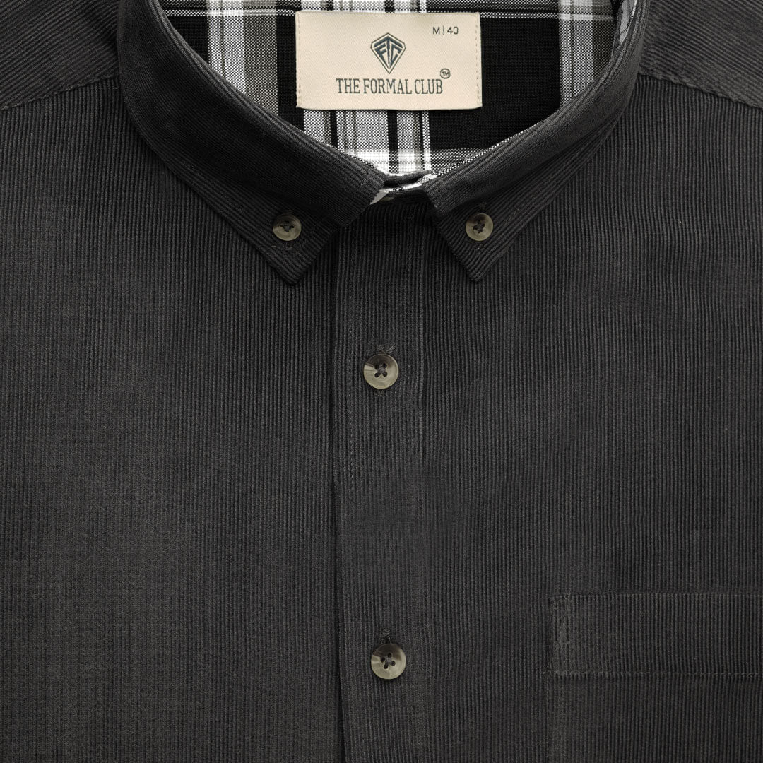 Cruise Corduroy Shirt In Steel Grey - Image 11