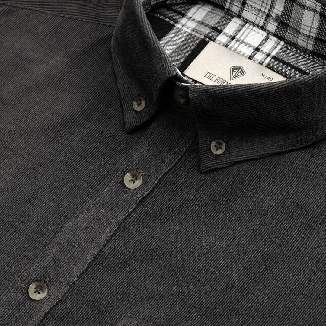 Cruise Corduroy Shirt In Steel Grey - Image 3