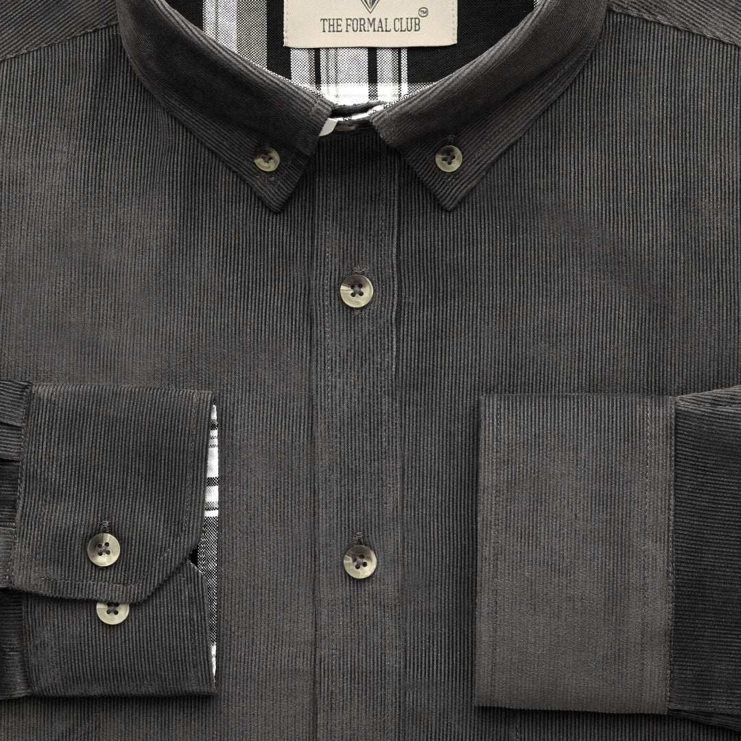 Cruise Corduroy Shirt In Steel Grey - Image 6