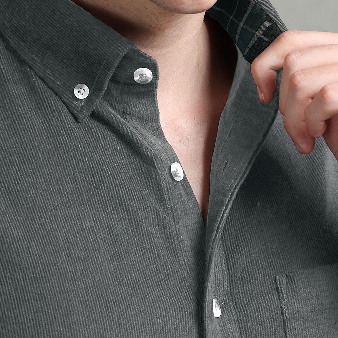 Cruise Corduroy Shirt In Steel Grey - Image 7