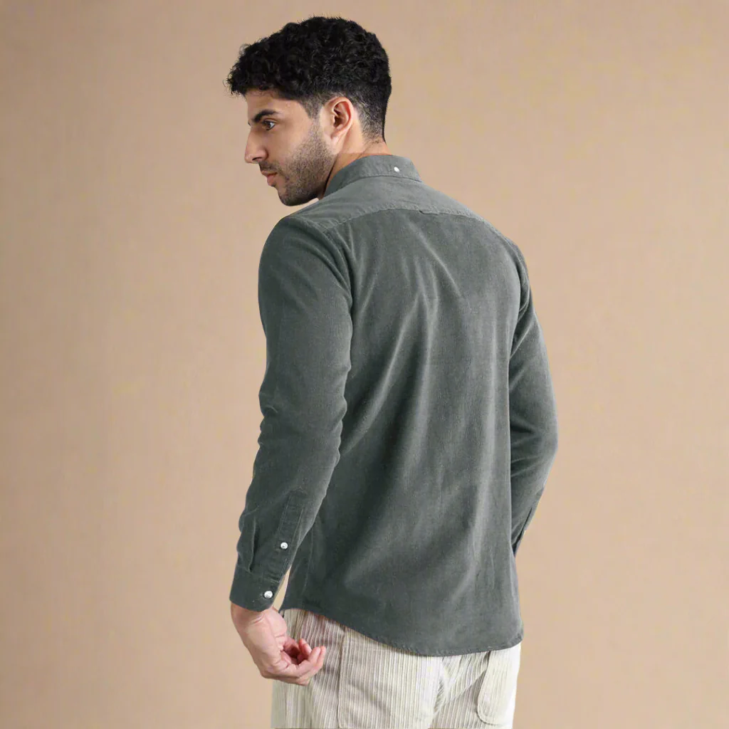 Cruise Corduroy Shirt In Steel Grey - Image 8
