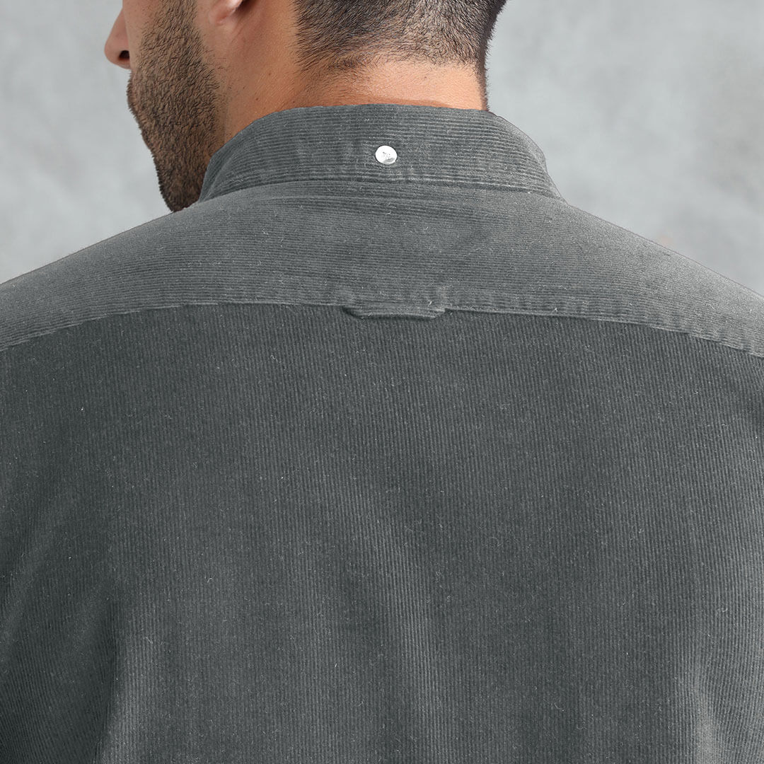 Cruise Corduroy Shirt In Steel Grey - Image 9