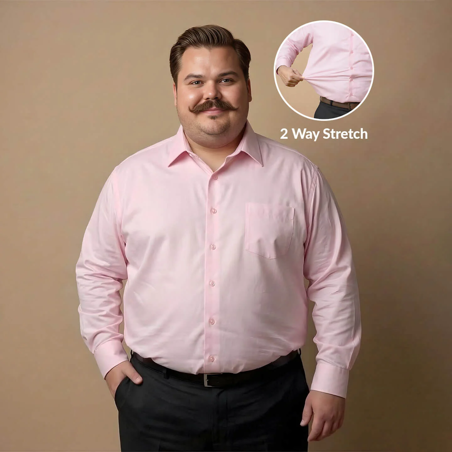 Flexi Stretch Plus Shirt in Dusty Pink - Image 9