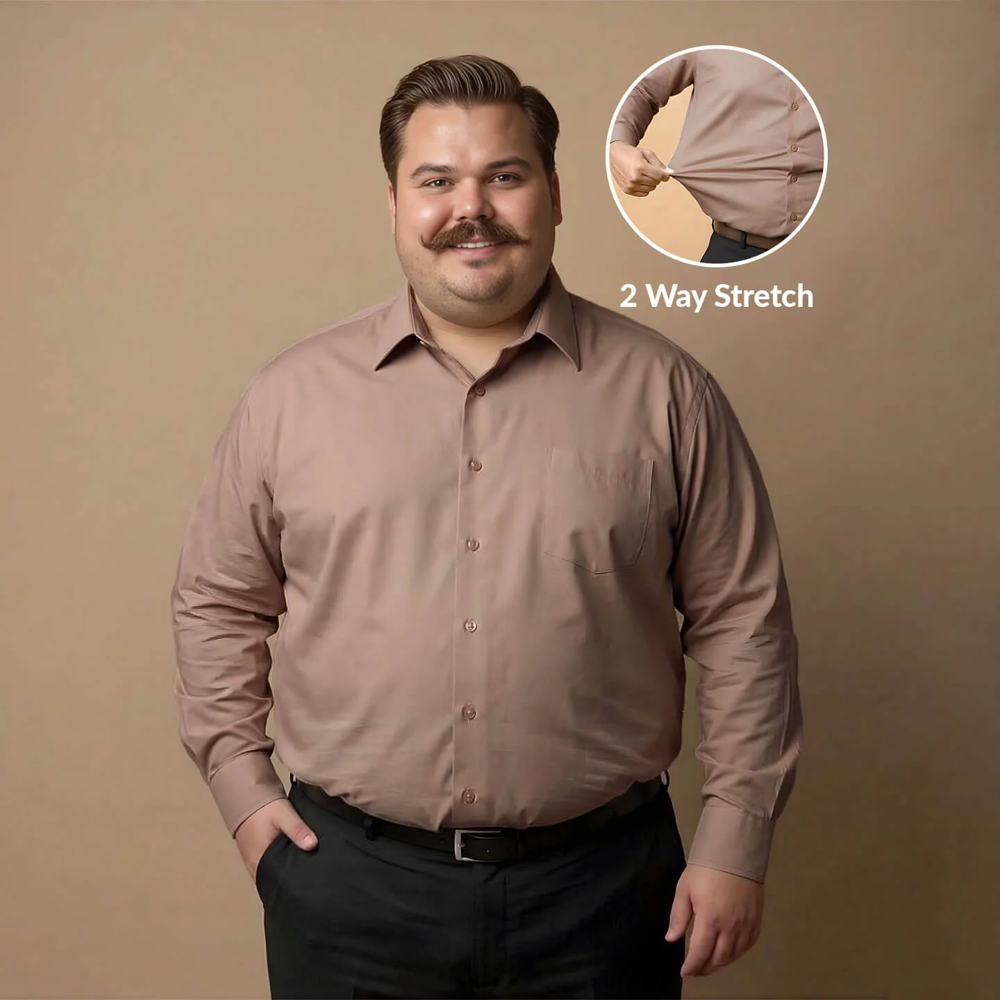 Flexi Stretch Plus Shirt in Latte - Image 9