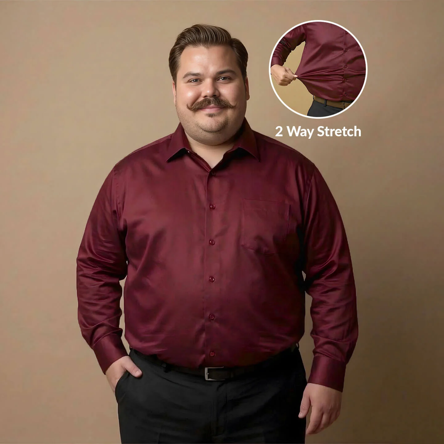 Flexi Stretch Plus Shirt in Wineberry - Image 8