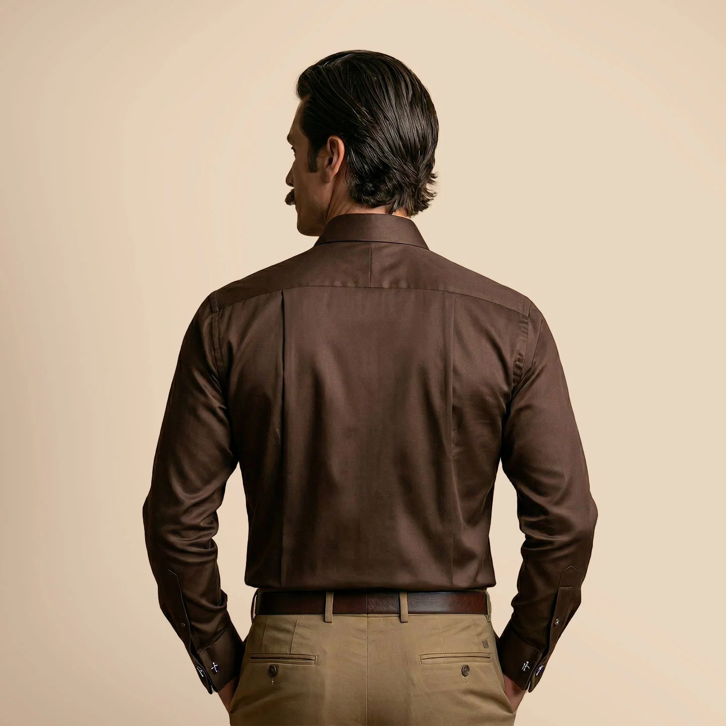 French Cuff Giza Cotton Shirt In Coffee - Image 5