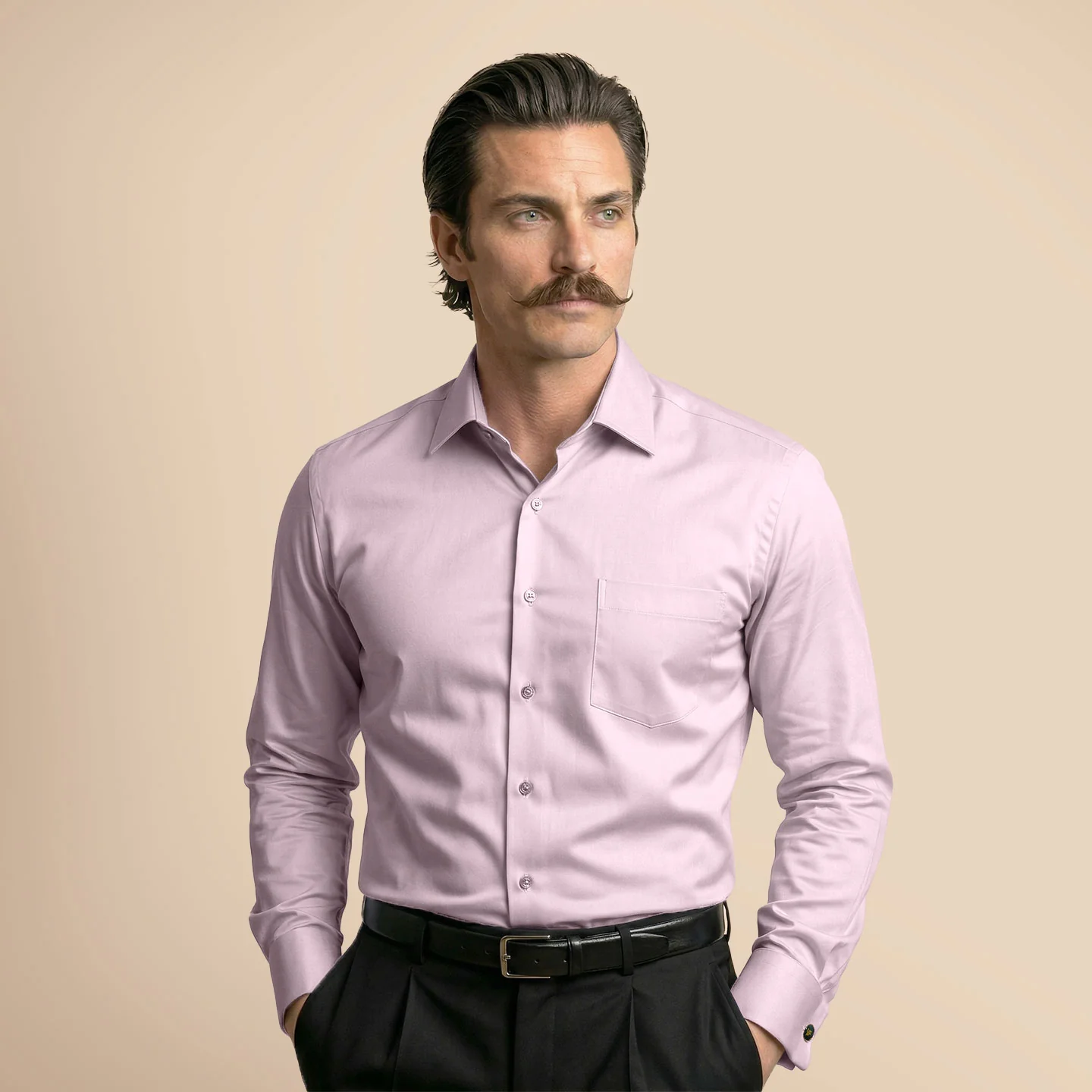 French Cuff Giza Cotton Shirt In Dusty Rose - Image 5
