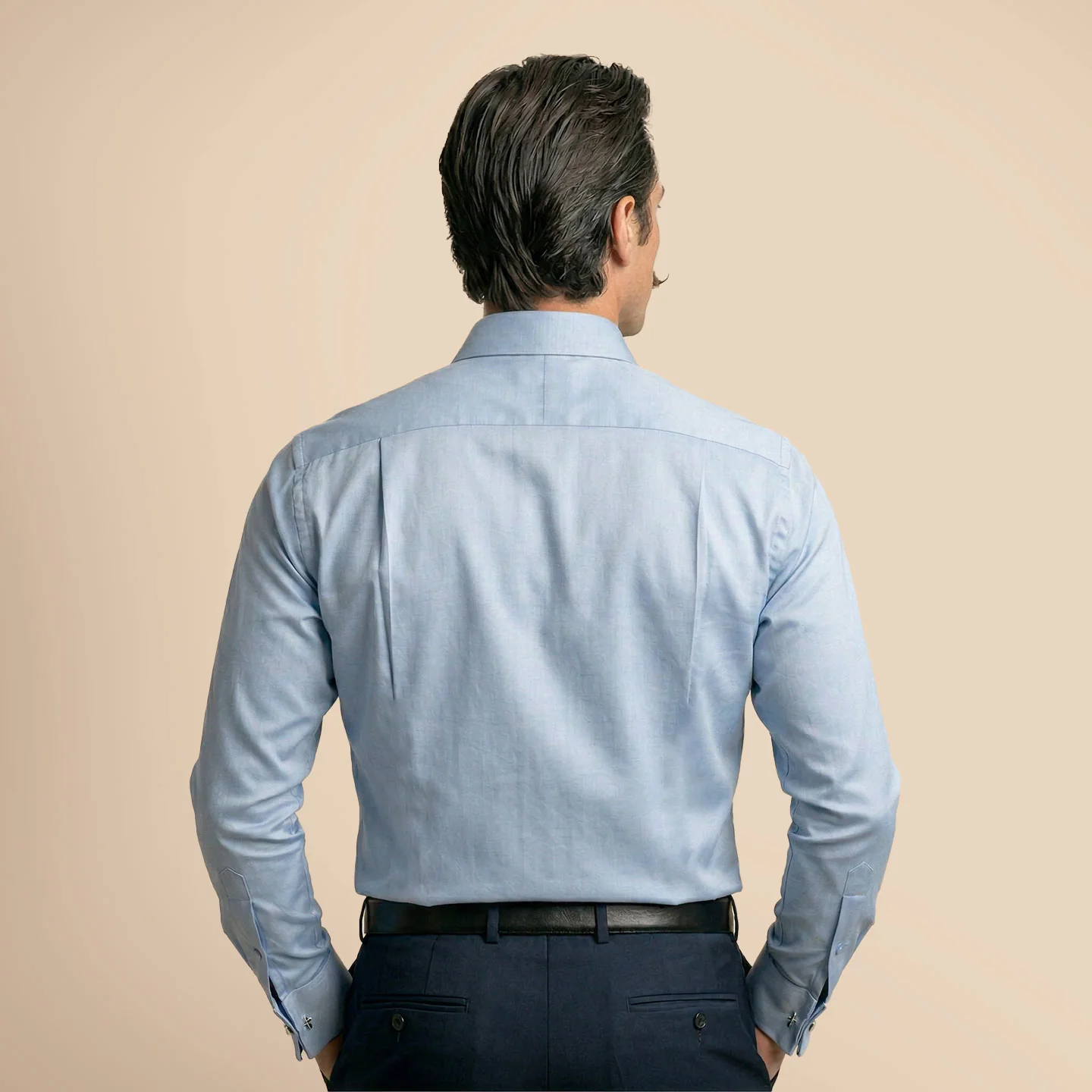 French Cuff Giza Cotton Shirt In Ice Blue - Image 5