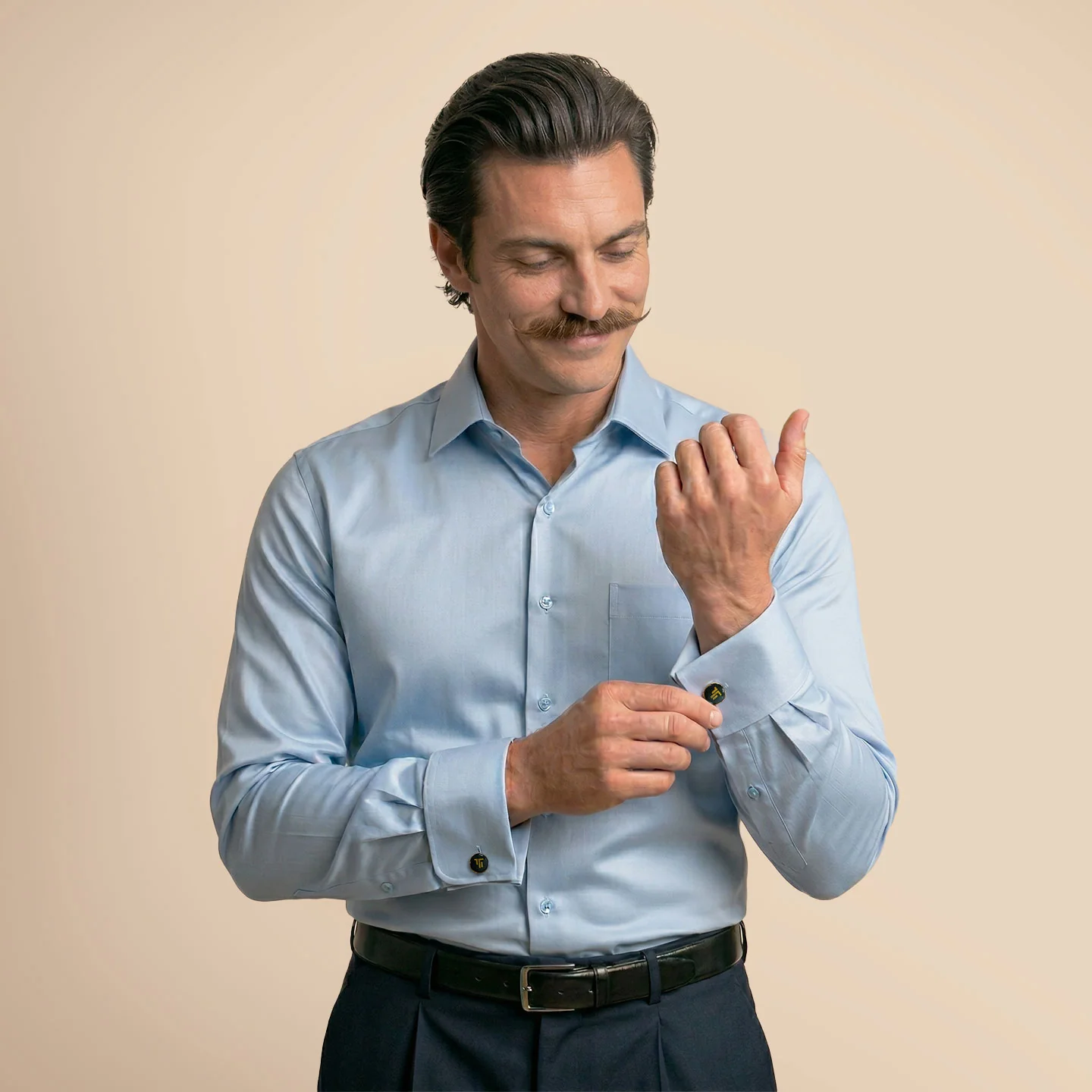 French Cuff Giza Cotton Shirt In Ice Blue - Image 7