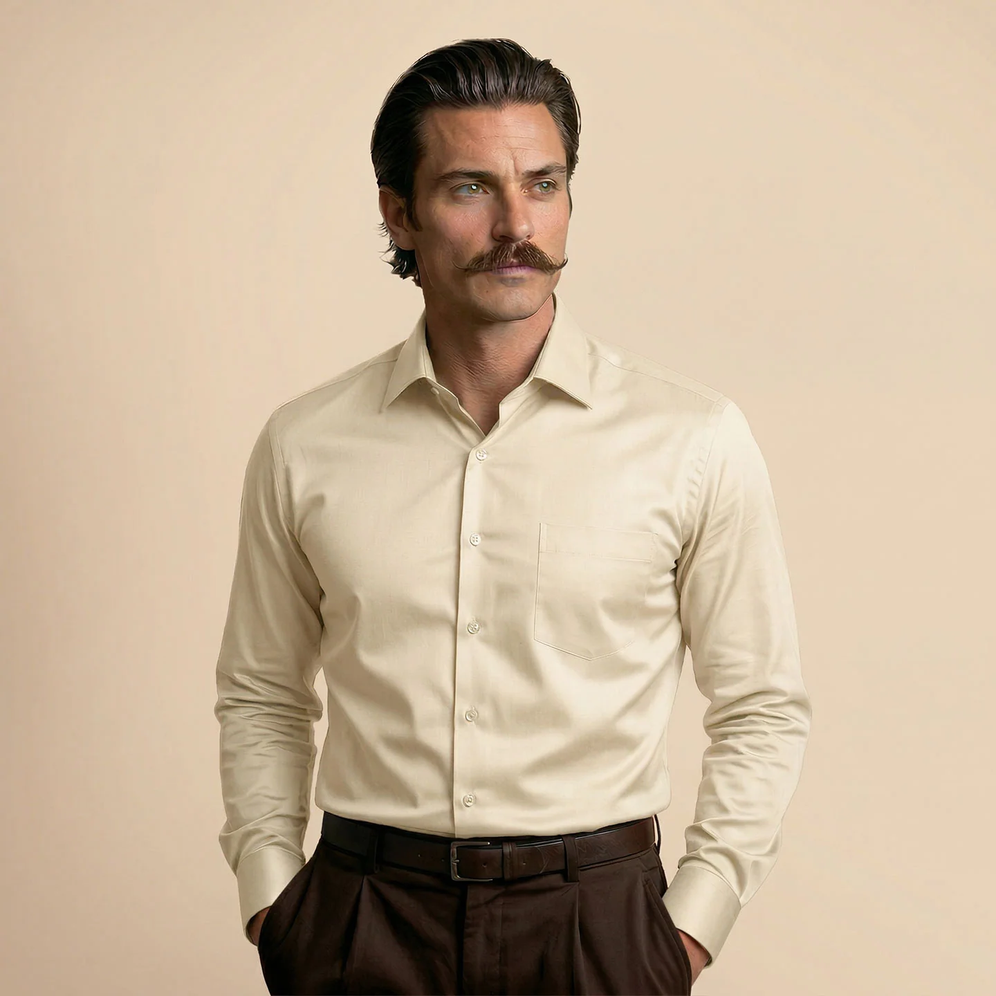 French Cuff Giza Cotton Shirt In Lemon Frost - Image 5