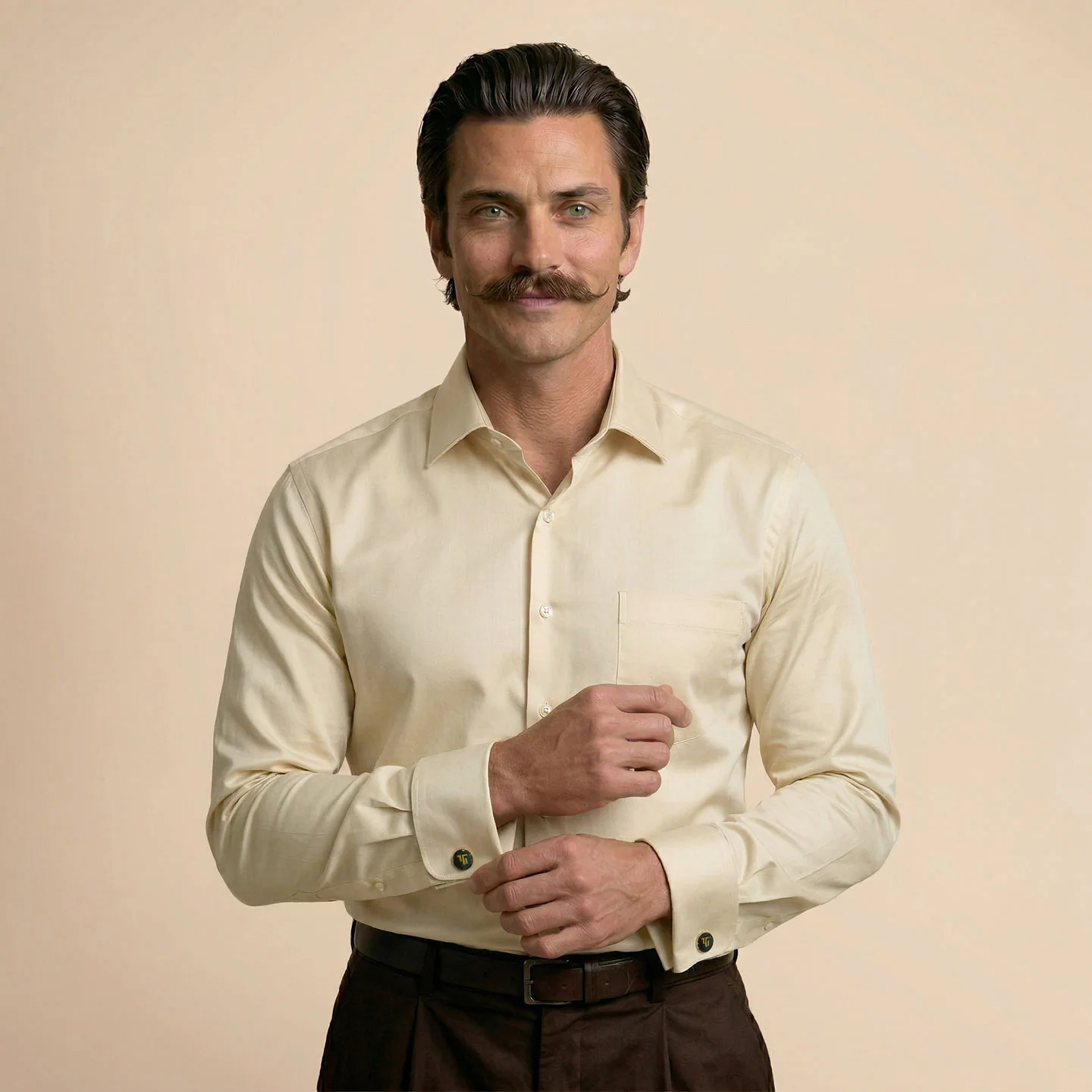 French Cuff Giza Cotton Shirt In Lemon Frost - Image 8
