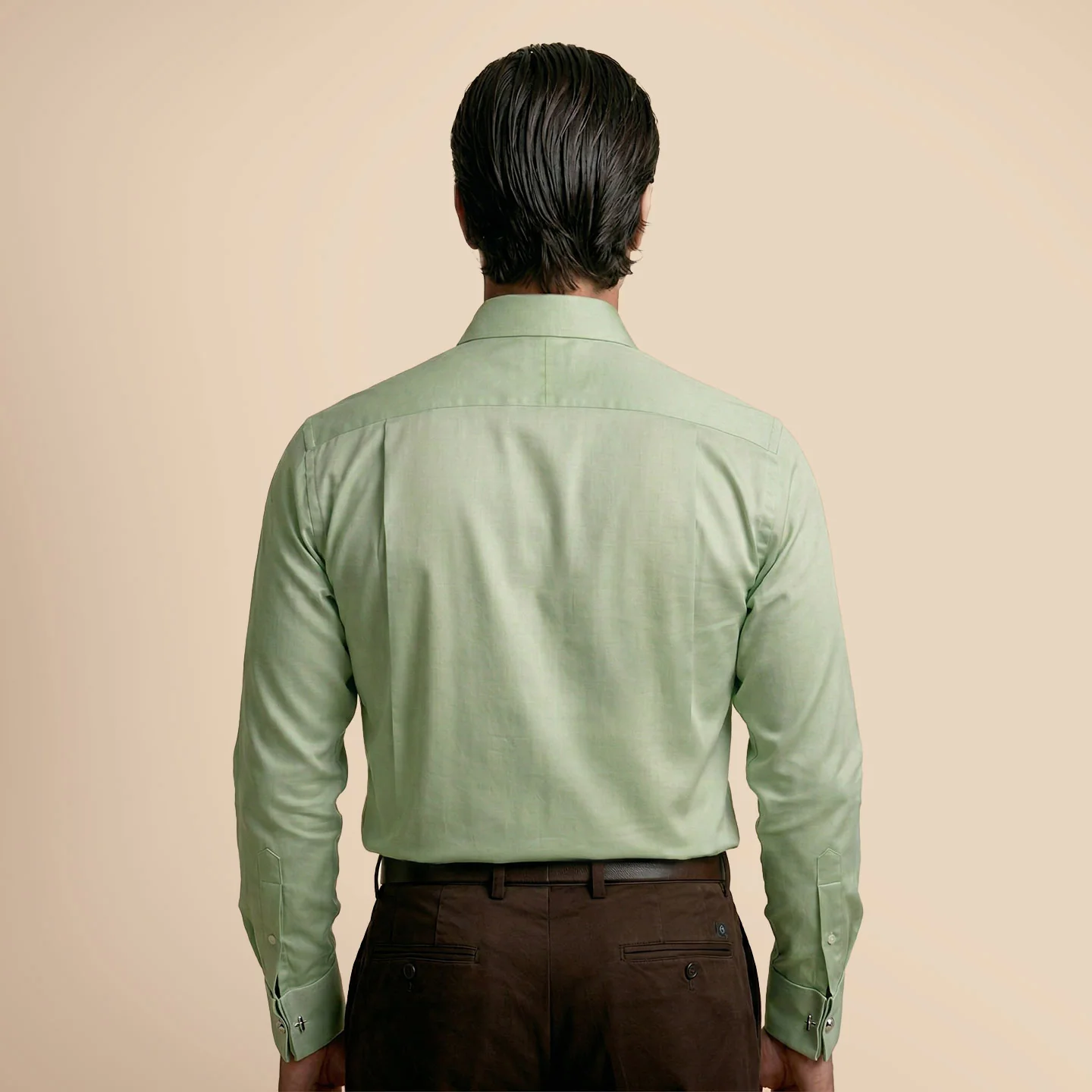 French Cuff Giza Cotton Shirt In Moss Green - Image 5