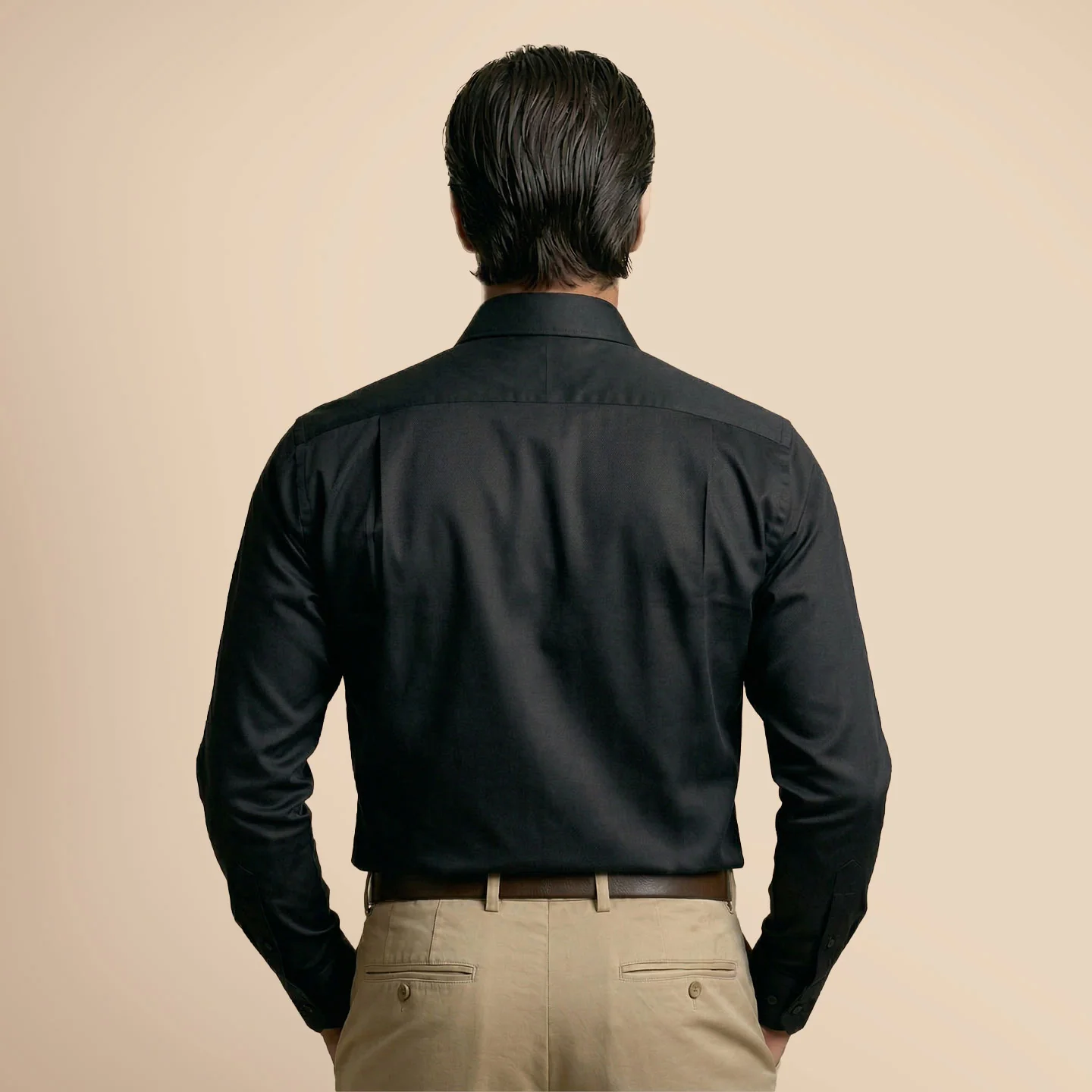 French Cuff Giza Cotton Shirt In Raven - Image 6
