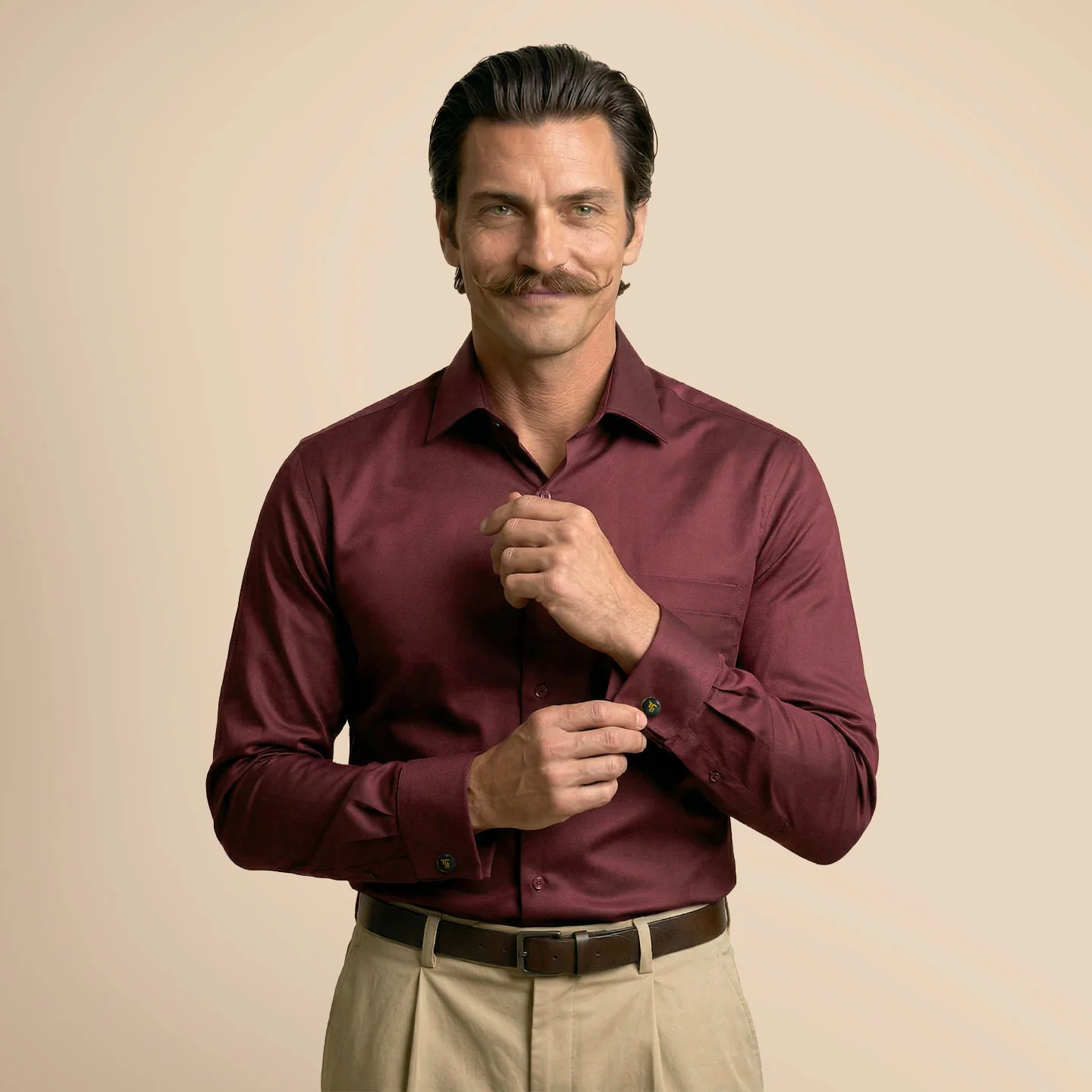 French Cuff Giza Cotton Shirt In Wineberry - Image 8