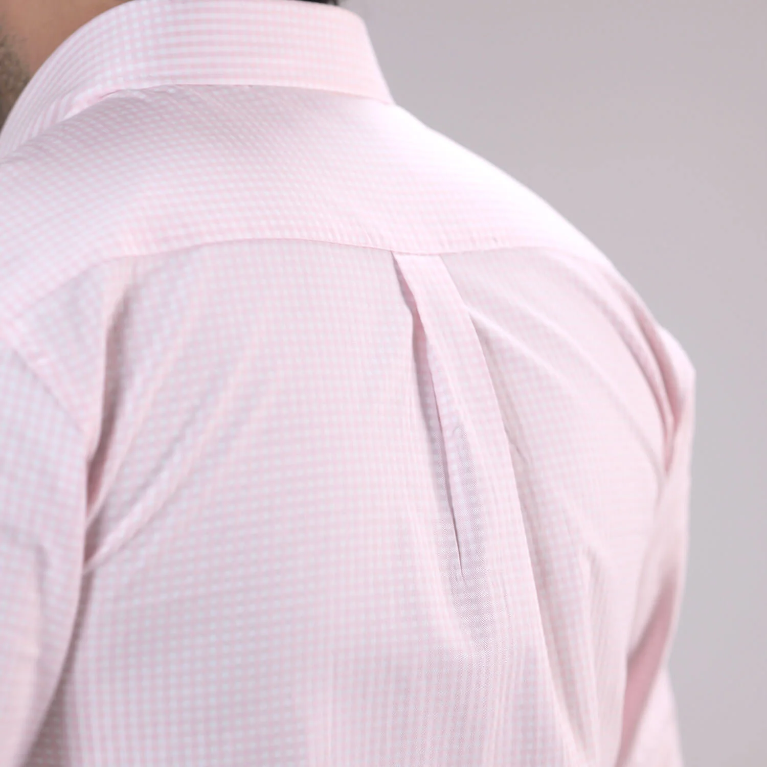 Gingham 2 Ply Check Shirt In Blush Pink - Image 6