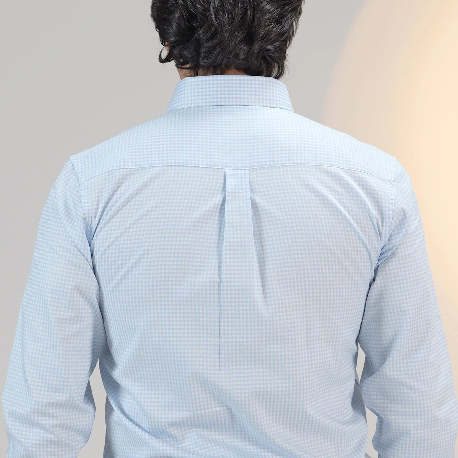 Gingham 2 Ply Check Shirt In Cloud Blue - Image 7