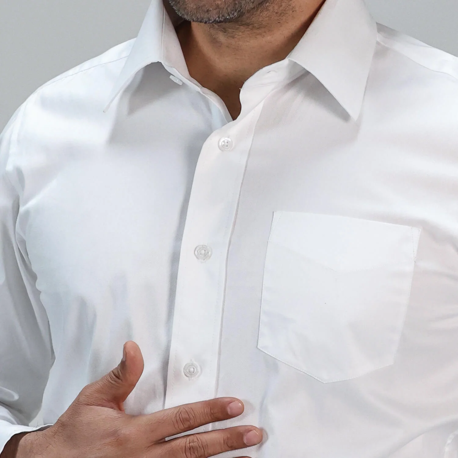Hampstead 2 Ply Giza Cotton Shirt in Pearl White - Image 8