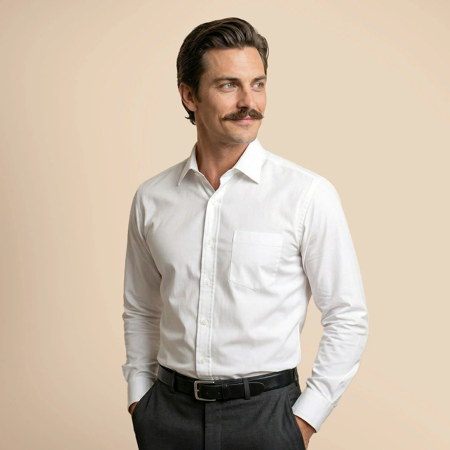 Hampstead 2 Ply Giza Cotton Shirt in Pearl White - Image 9