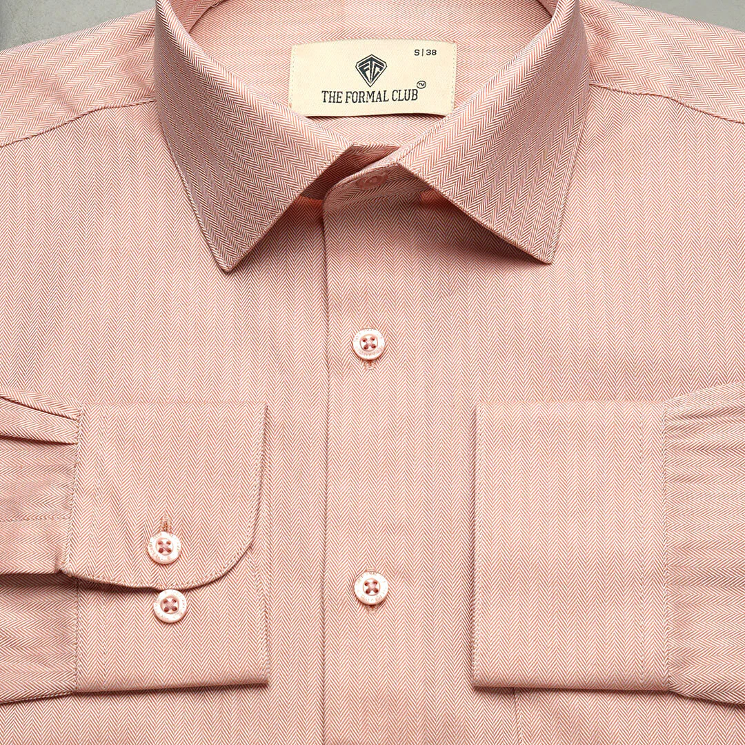 Imperial Herringbone 2 Ply Giza Shirt In Flamingo - Image 3