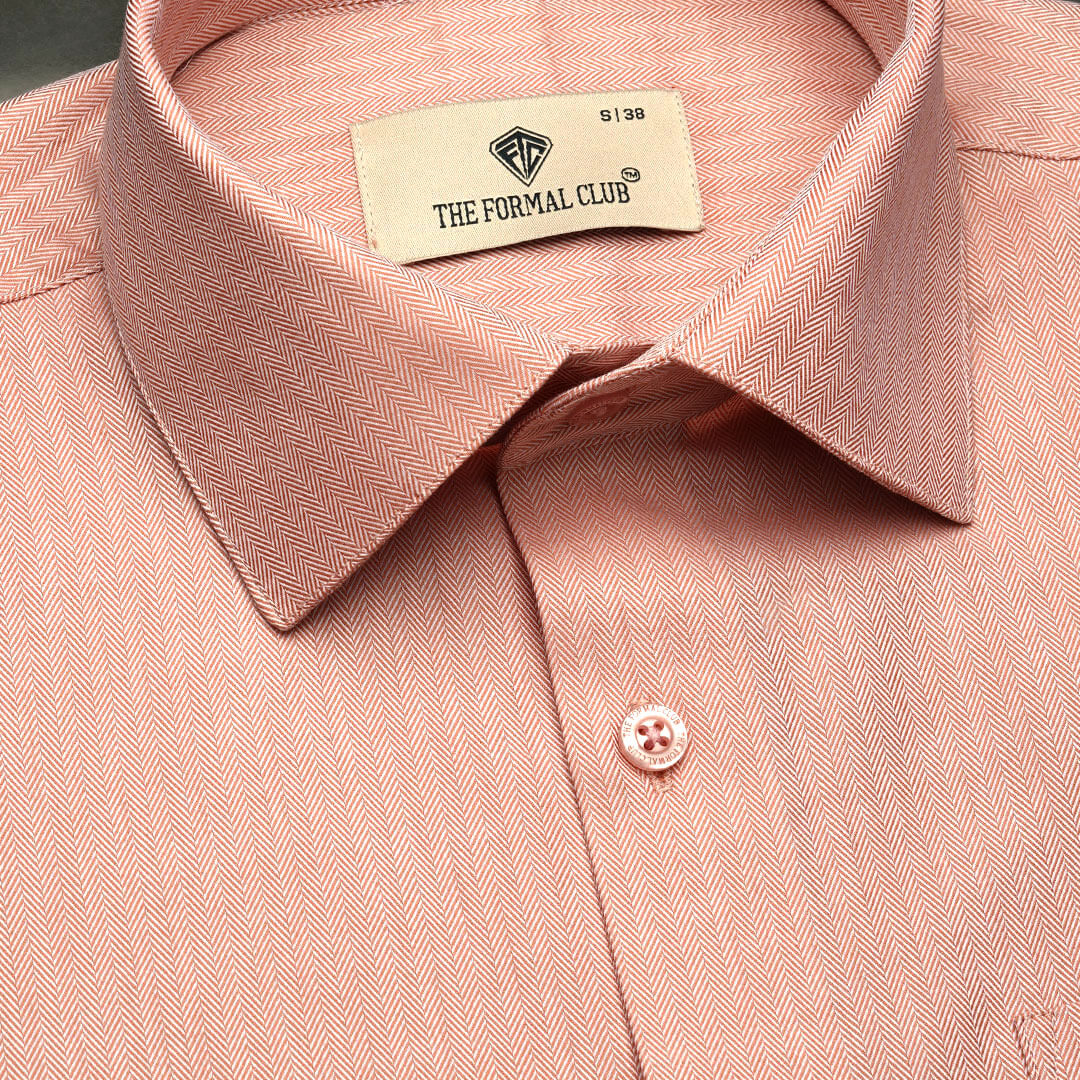 Imperial Herringbone 2 Ply Giza Shirt In Flamingo - Image 4