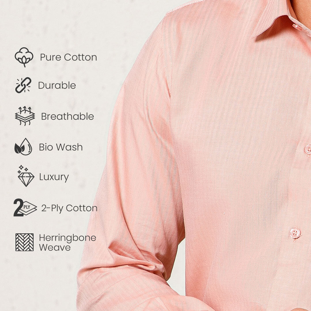 Imperial Herringbone 2 Ply Giza Shirt In Flamingo - Image 6
