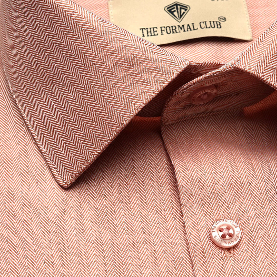 Imperial Herringbone 2 Ply Giza Shirt In Flamingo - Image 9