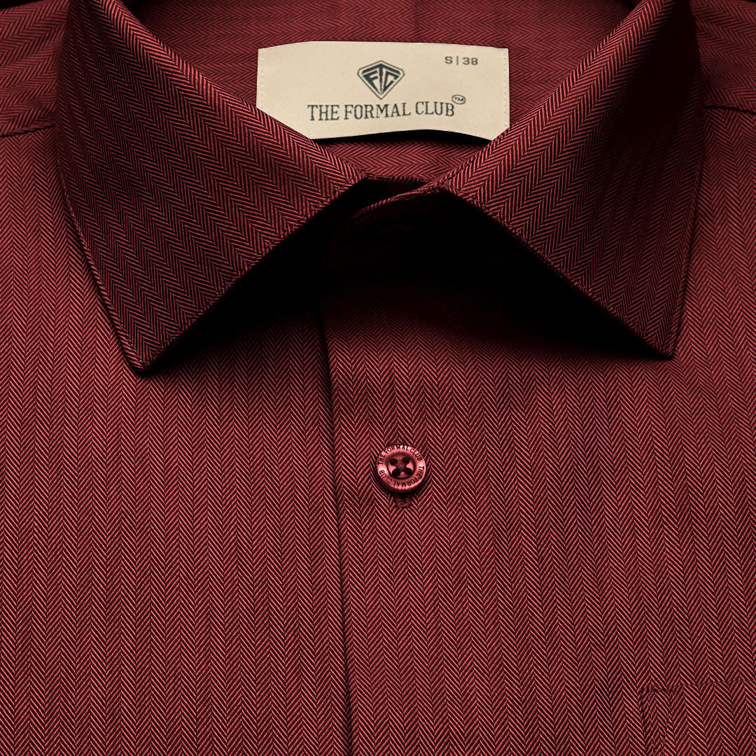 Imperial Herringbone 2 Ply Giza Shirt In Ruby - Image 4