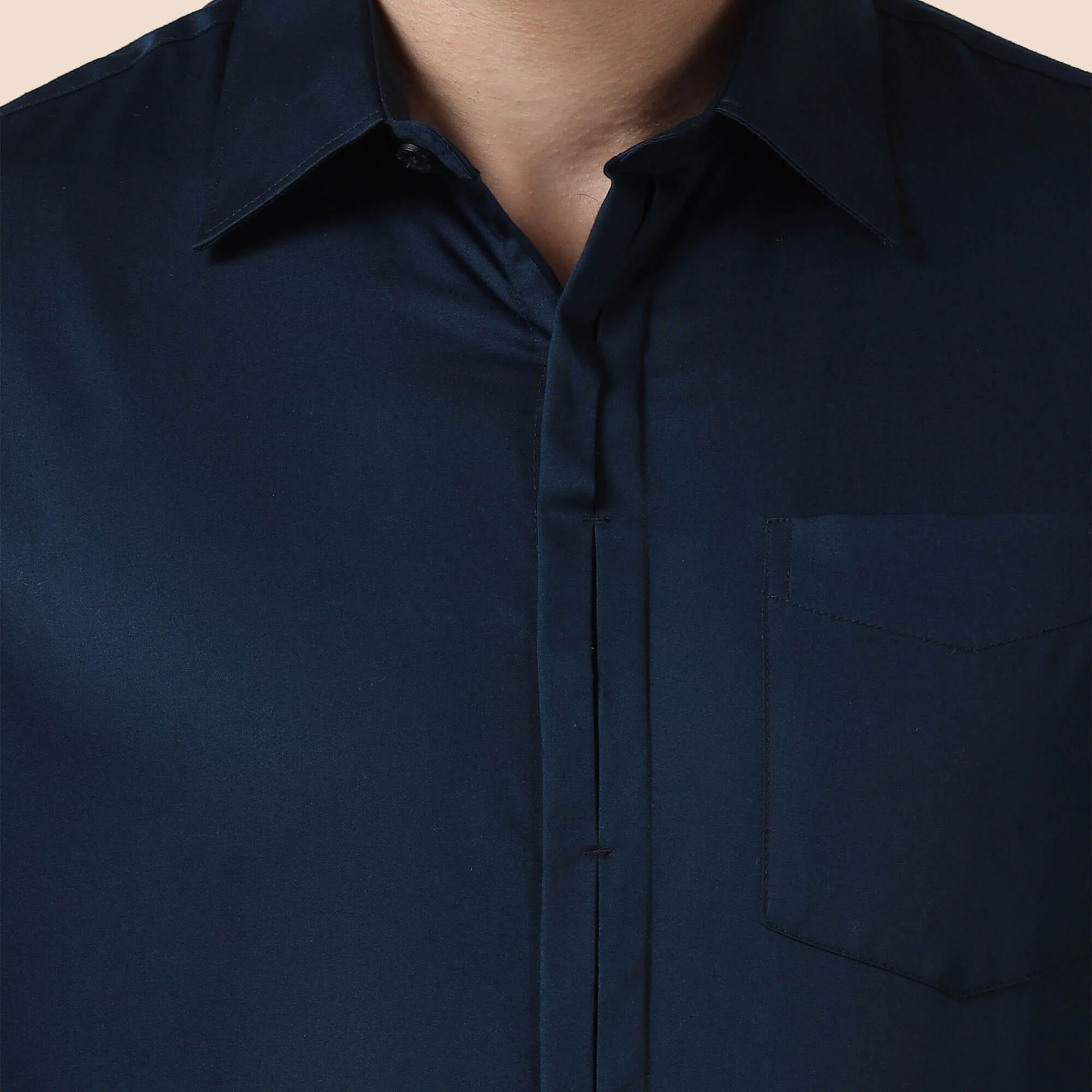 Keneth Navy Shirt with Signature Concealed Placket & French Cuff - Image 4