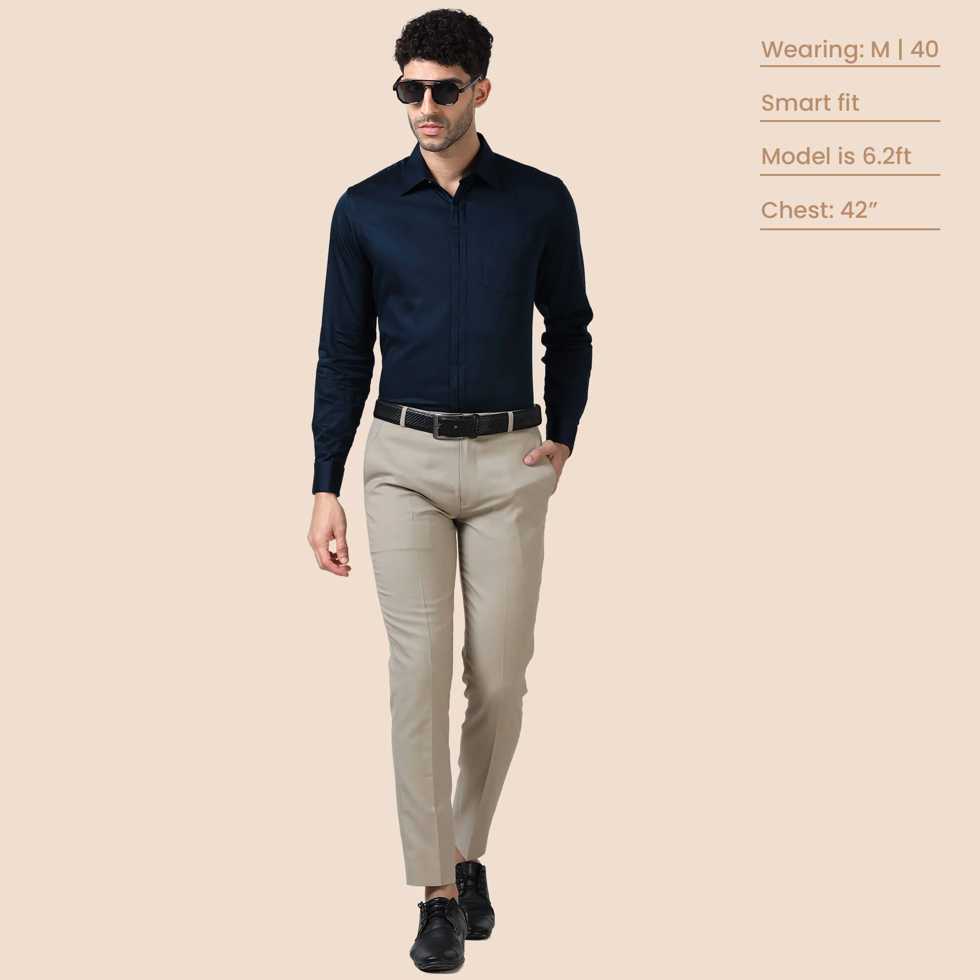 Keneth Navy Shirt with Signature Concealed Placket & French Cuff - Image 8