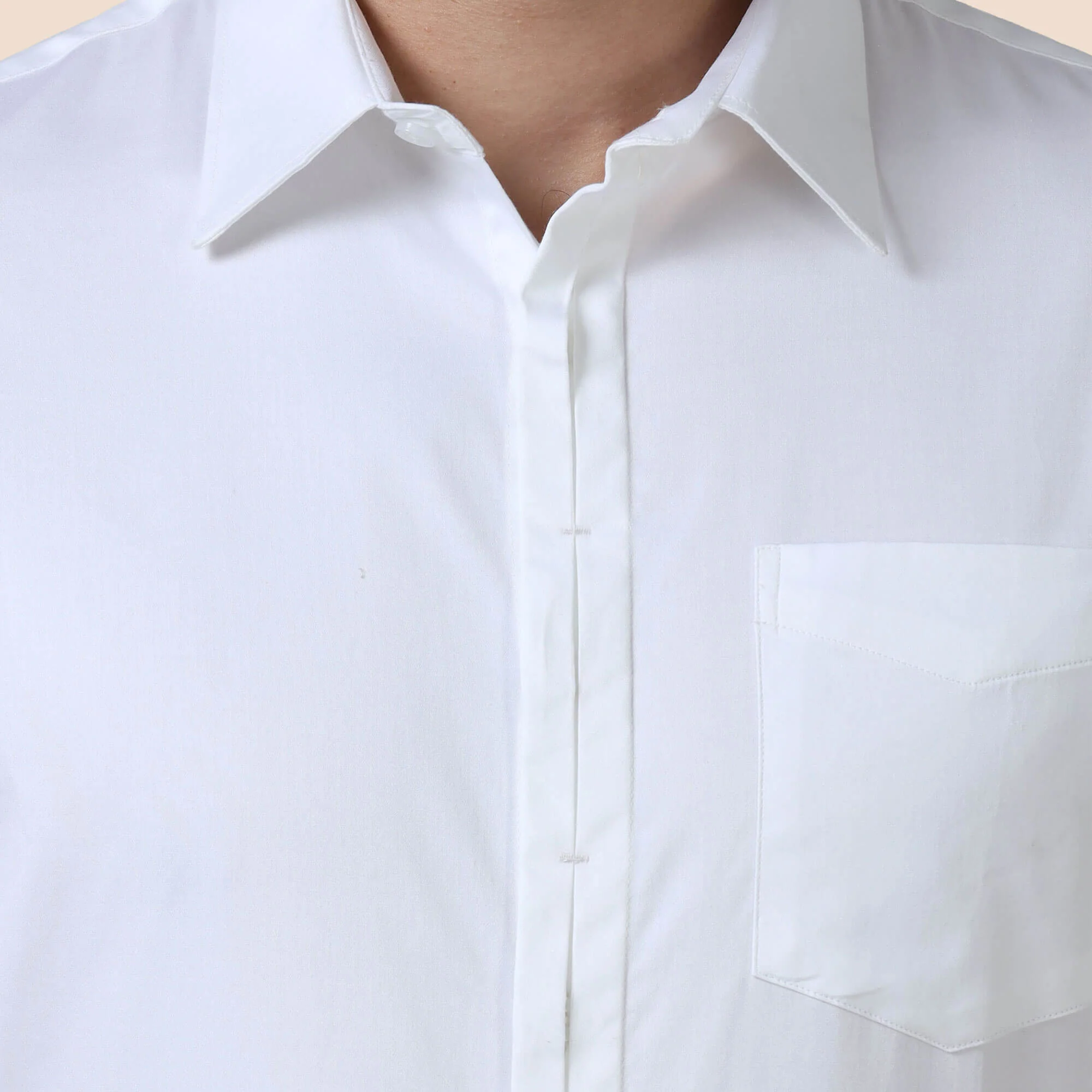 Keneth White Shirt with Signature Concealed  Placket & French Cuff - Image 3