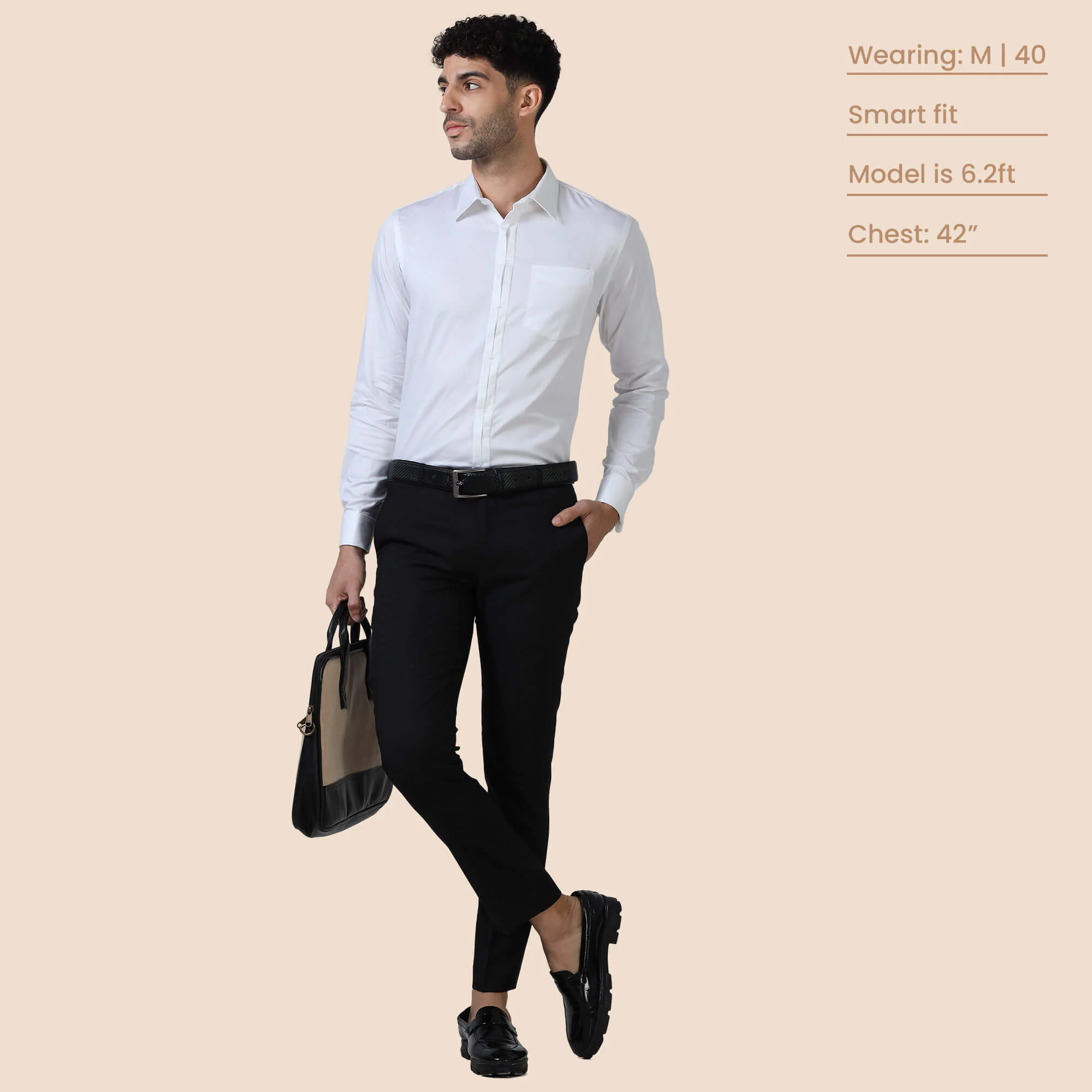 Keneth White Shirt with Signature Concealed  Placket & French Cuff - Image 8