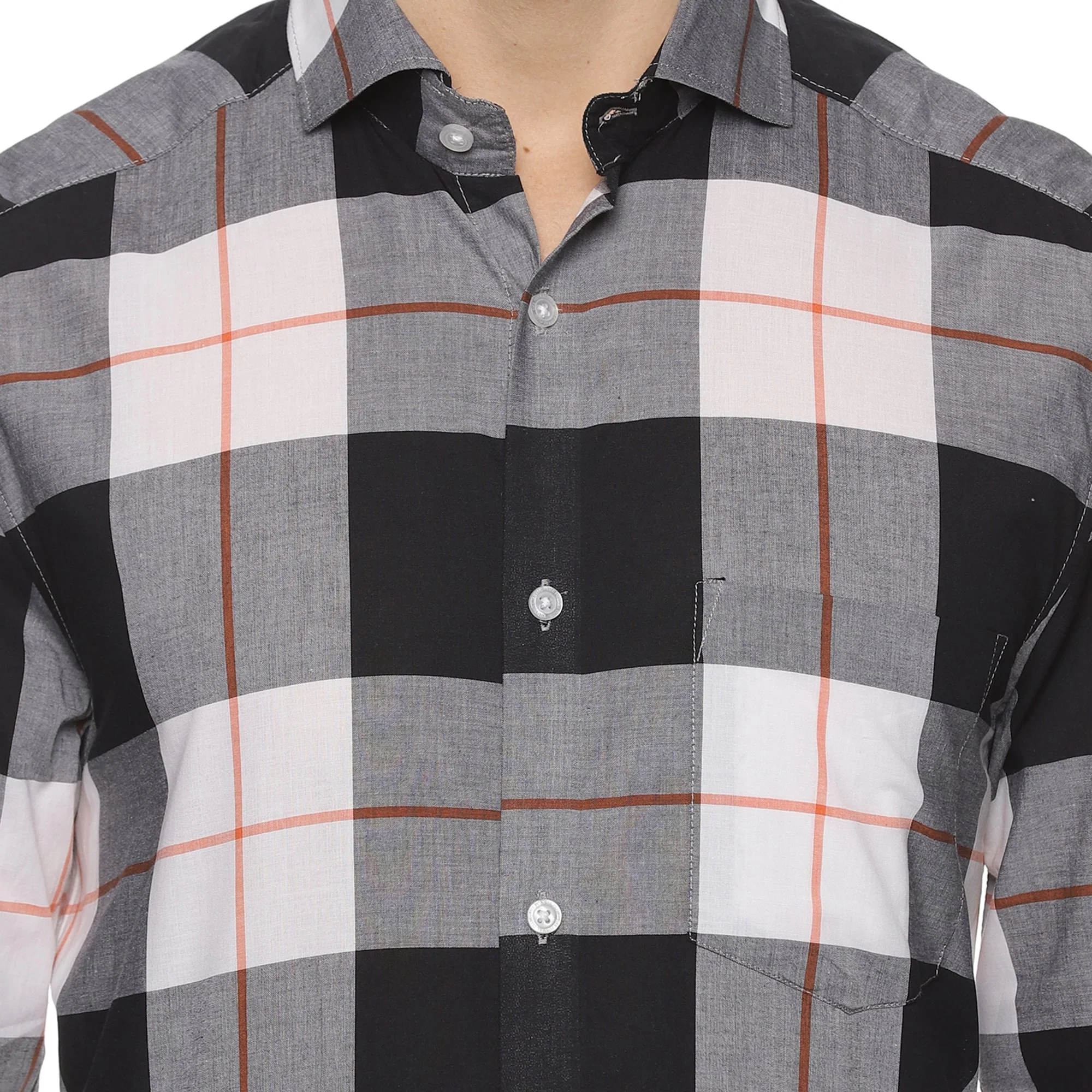 Maverick Cotton Check  Shirt In White & Black - Image 6