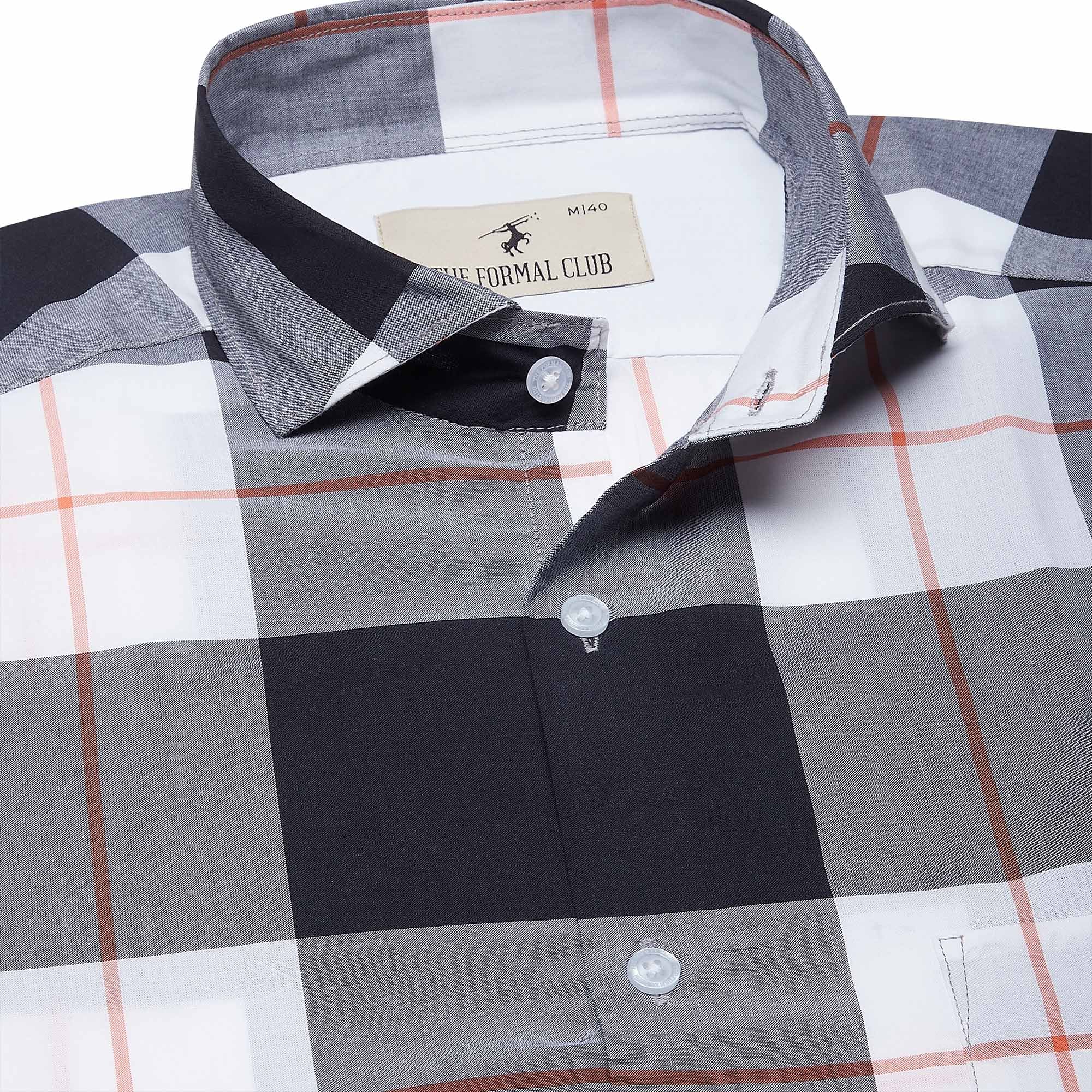Maverick Cotton Check  Shirt In White & Black - Image 7