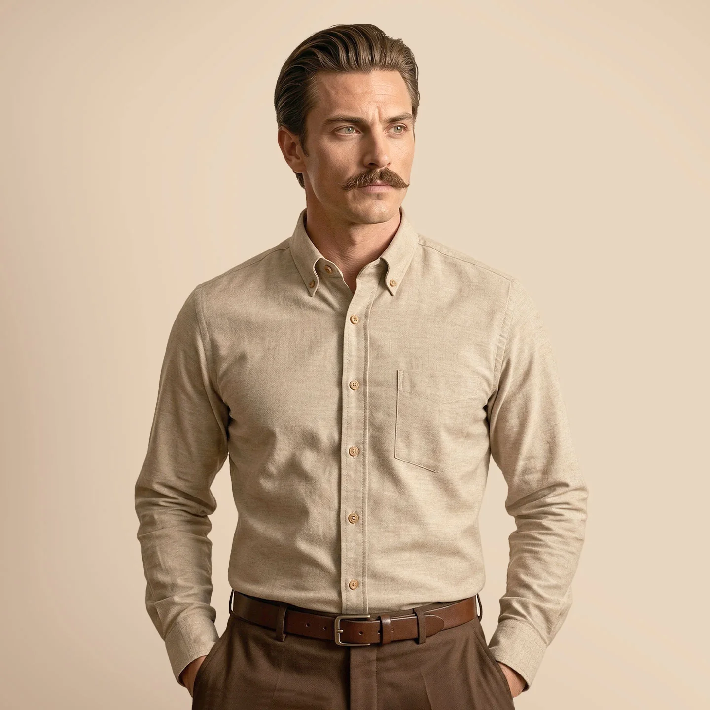 Regal Oxford Solid shirt in Almond - Image 8