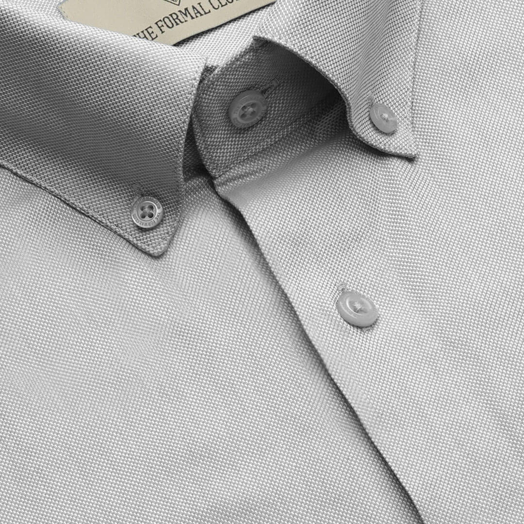 Royal Oxford Dobby Shirt in Dove Grey - Image 3