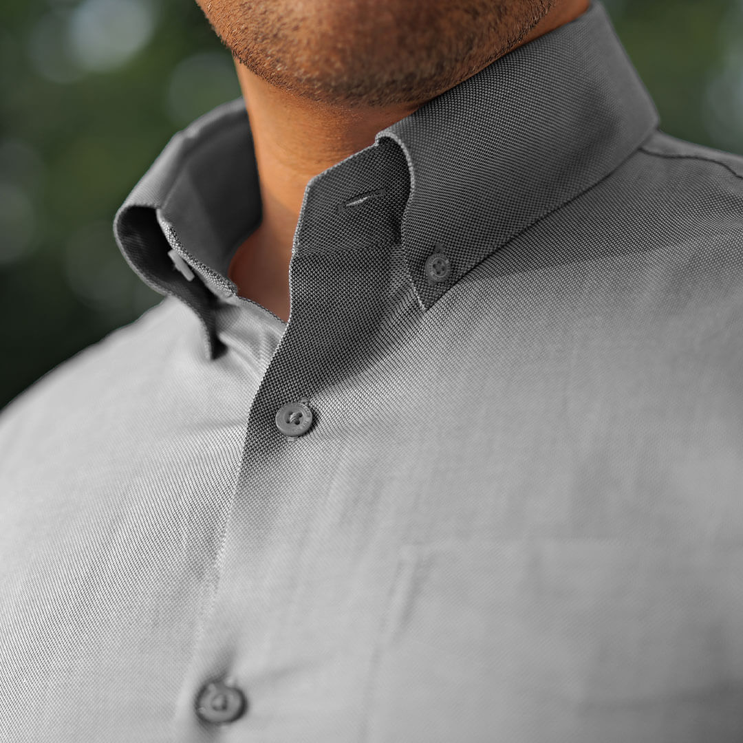 Royal Oxford Dobby Shirt in Dove Grey - Image 5