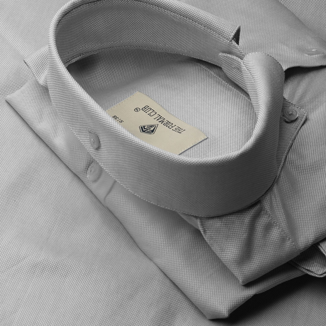 Royal Oxford Dobby Shirt in Dove Grey - Image 6