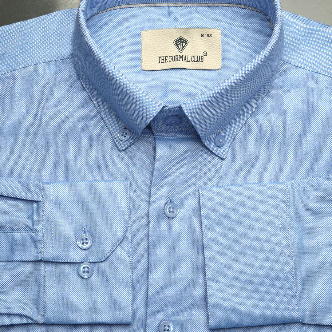 Royal Oxford Dobby Shirt in Maya Blue - Image 5