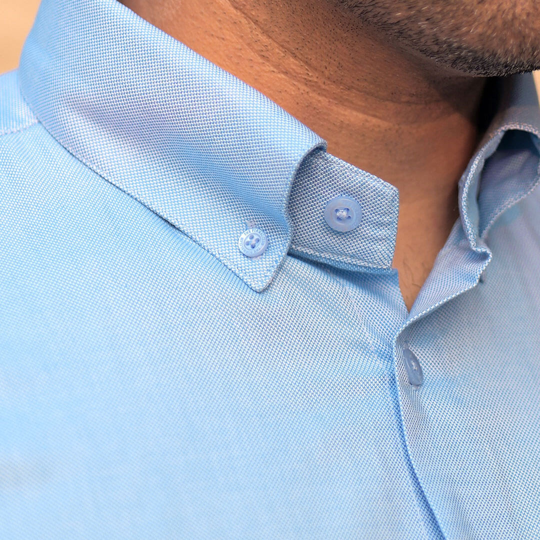 Royal Oxford Dobby Shirt in Maya Blue - Image 6