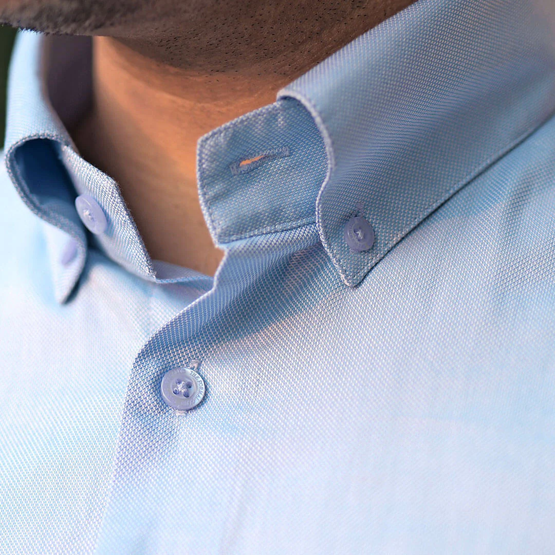 Royal Oxford Dobby Shirt in Maya Blue - Image 8