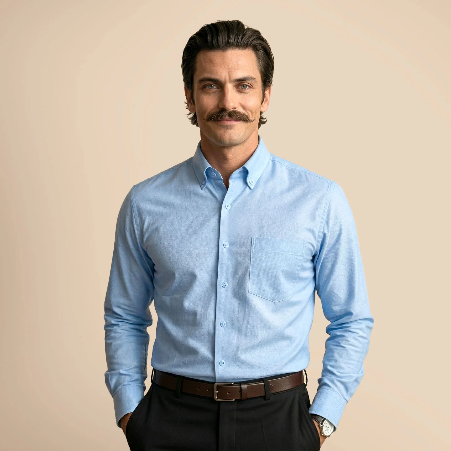 Royal Oxford Dobby Shirt in Maya Blue - Image 9