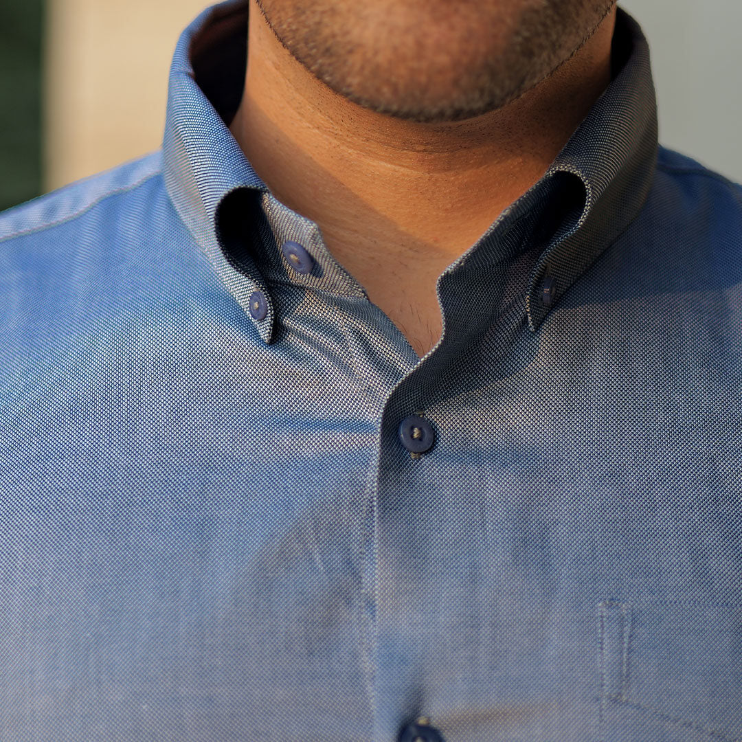 Royal Oxford Dobby Shirt in Midnight Blue - Image 3