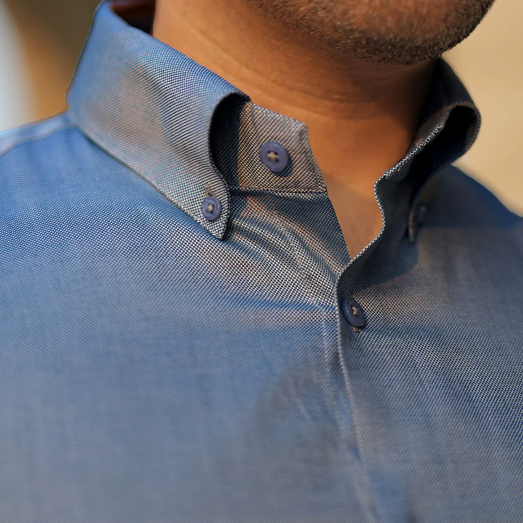 Royal Oxford Dobby Shirt in Midnight Blue - Image 6