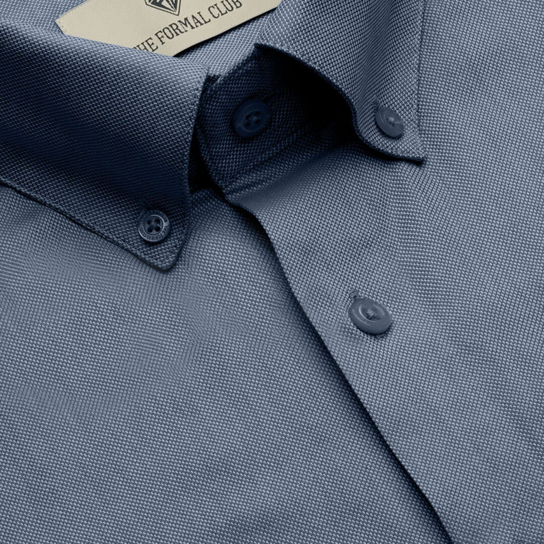 Royal Oxford Dobby Shirt in Midnight Blue - Image 7